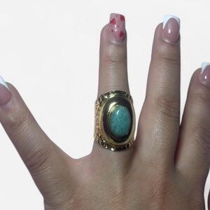 Gold and Turquoise Statement Ring